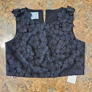 Cynthia Rowley black lace size 8 floral‎ pattern sleeveless light weight